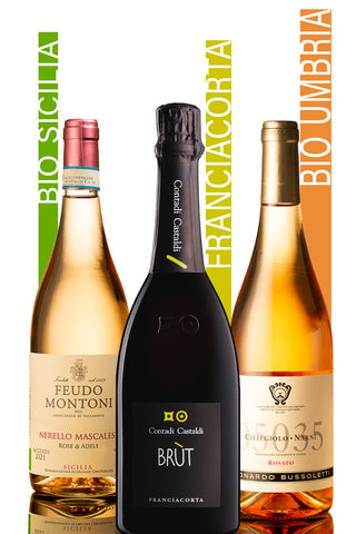 Coffret "Rosè & Bollicine": Franciacorta Brut, Rosa di Adele et Ciliegiolo Rosato